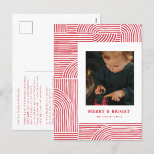 Candy Cane Arches Modern Holiday Photo Postcard