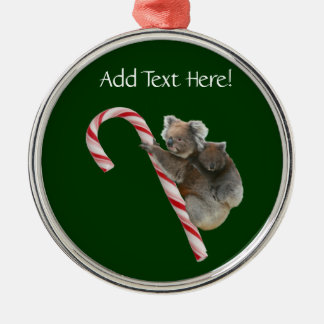 Candy Cane Australian Koala Bears Metal Tree Decoration