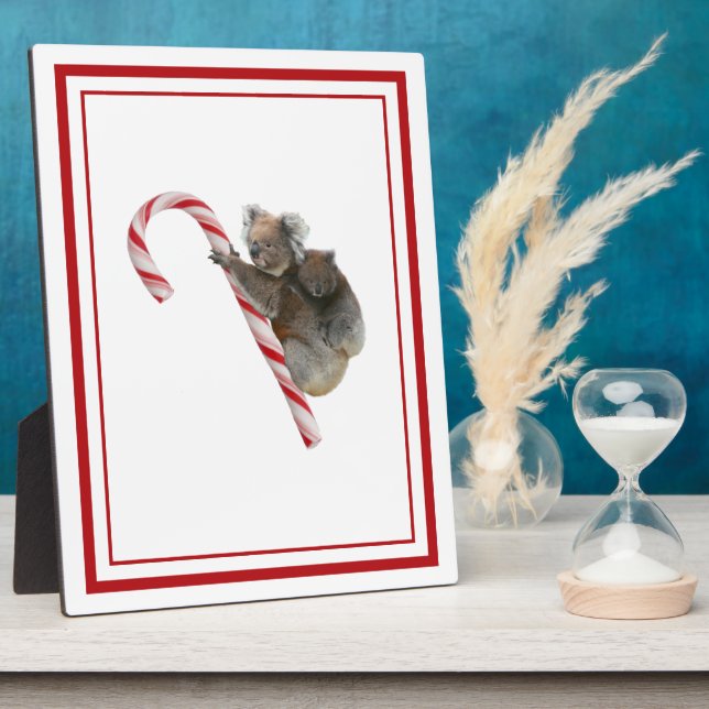 Candy Cane Australian Koala Bears Plaque (Side)