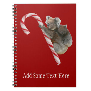 Candy Cane Australian Koala Bears Spiral Notebook