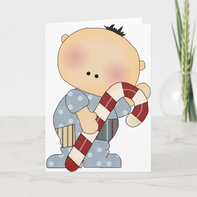 candy cane baby boy 2 holiday card (Front)