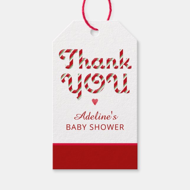 Candy Cane Baby Shower Thank You Tag (Front)