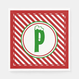 Candy Cane Basics Red/White Monogram Napkin