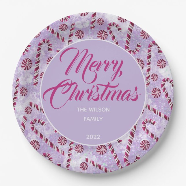 Candy Cane Berry  Paper Plates (Front)