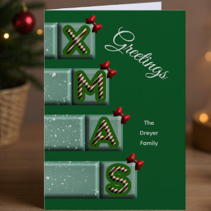 Candy Cane Block XMAS Custom Family Greeting Holiday Card