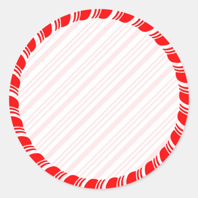 Candy Cane Border Christmas Blank Custom  Classic Round Sticker (Front)