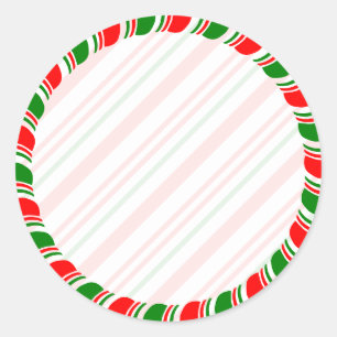 Candy Cane Border Christmas Blank Custom Classic Round Sticker