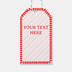 Candy Cane Border Christmas Custom Text Gift Tags