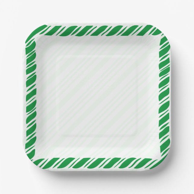 Candy Cane Border Christmas Decor Custom  Paper Plate (Front)