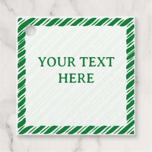 Candy Cane Border Christmas Decor Custom Text Favour Tags