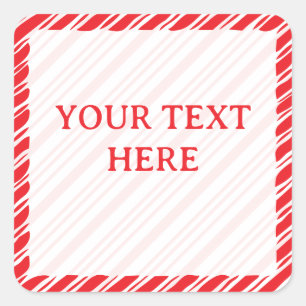 Candy Cane Border Christmas Decor Editable Text Square Sticker