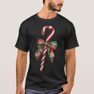 Candy Cane Bow Christmas Peppermint Christmas Cand T-Shirt