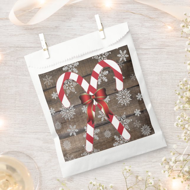 Candy Cane Bow Snowflakes Favour Bags (Clipped)
