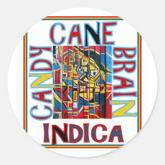 CANDY CANE BRAIN INDICA CLASSIC ROUND STICKER
