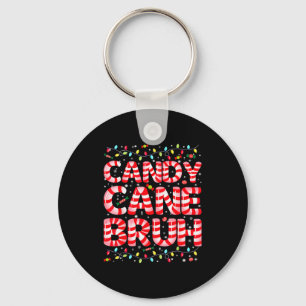 Candy Cane Bruh Tree Light Pjs Christmas Xmas Men Key Ring