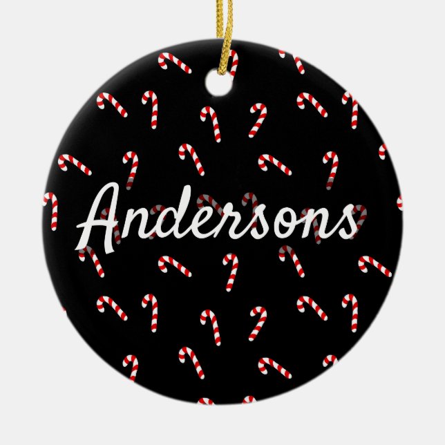 Candy Cane Ceramic Tree Decoration (Front)