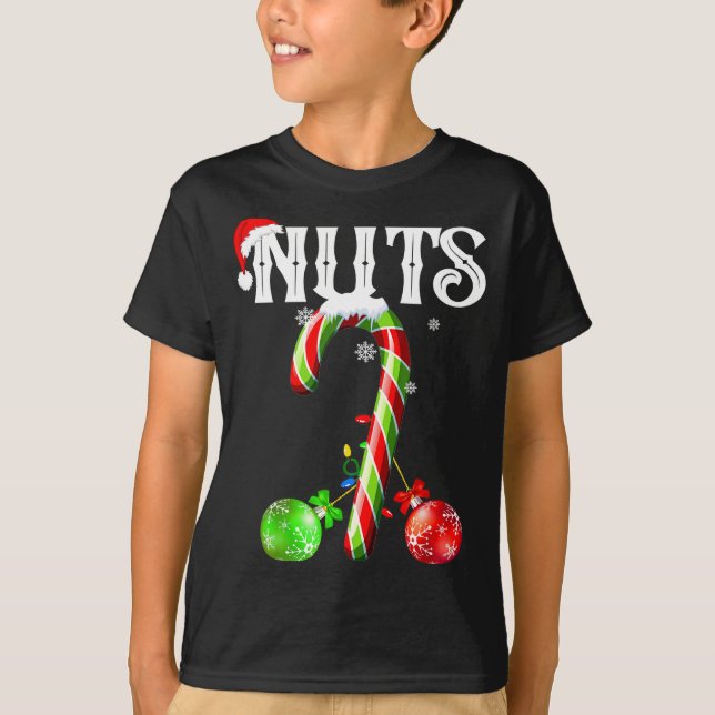 Candy Cane Chest Nuts Couples Funny Chestnuts Xmas T-Shirt (Front)