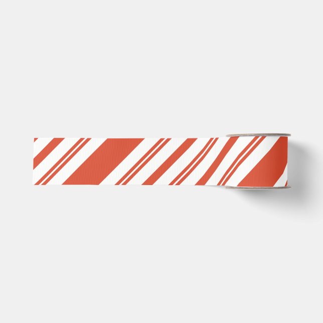 Candy Cane Chorus-Stripe-Diagonal Grosgrain Ribbon (Front)