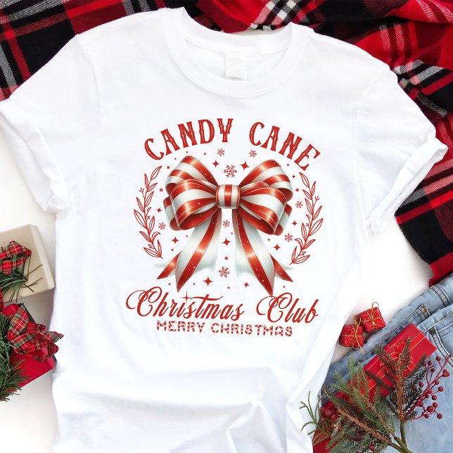 Candy Cane Christmas Club Coquette Bow Tri-Blend Shirt (Creator Uploaded)