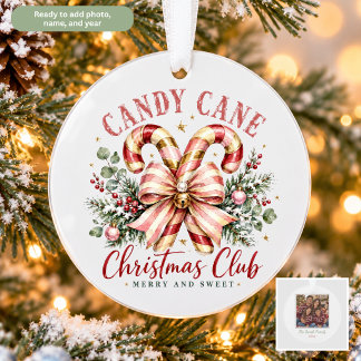 Candy Cane Christmas Club Personalised Ornament