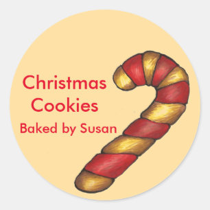 Candy Cane Christmas Cookie Baked By Homemade Classic Round Sticker