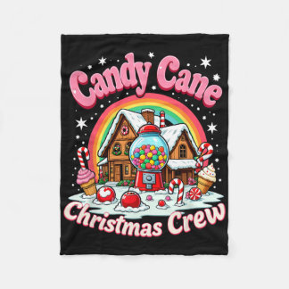Candy Cane Christmas Crew House Candy Security Can Fleece Blanket