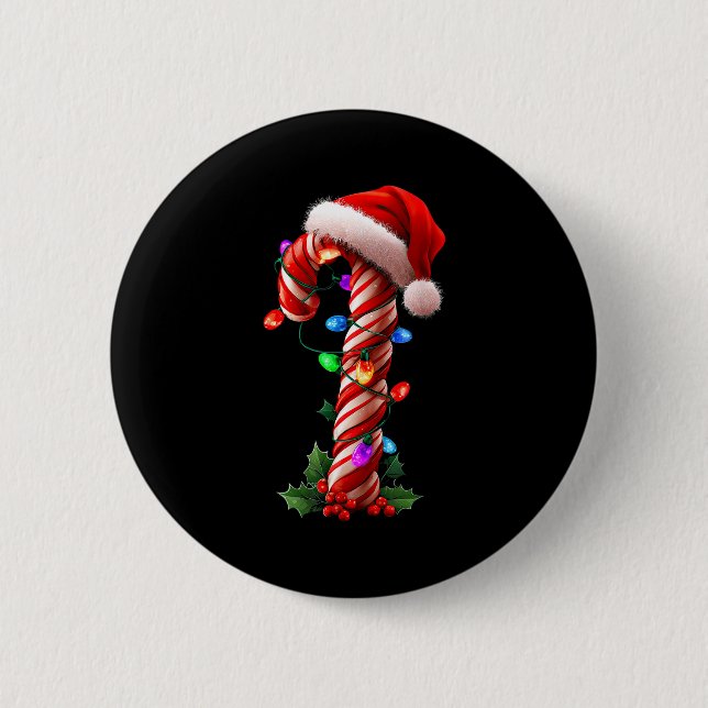 Candy Cane Christmas Design Boys Girls Kids Adults 6 Cm Round Badge (Front)