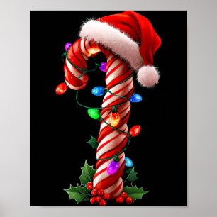 Candy Cane Christmas Design Boys Girls Kids Adults Poster