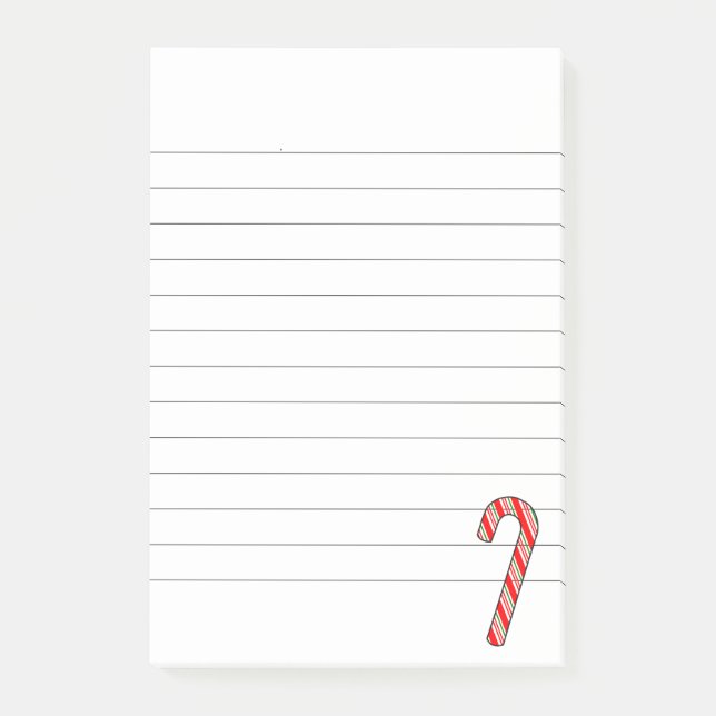Candy Cane Christmas Drawing Lined Post-it Notes (Front)