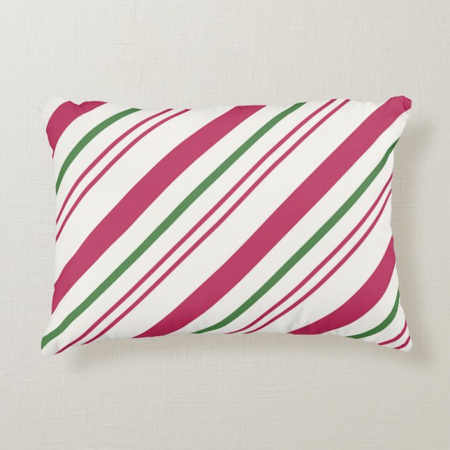 Candy Cane Christmas Holiday Decorative Cushion (Front)