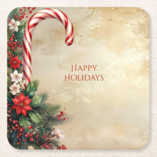 Candy Cane Christmas Holiday Paper Coaster