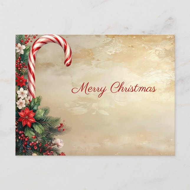 Candy Cane Christmas Holiday Postcard (Front)