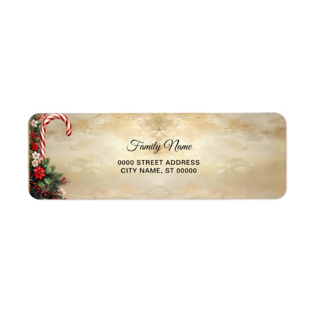 Candy Cane Christmas Holiday Return Address Label (Front)