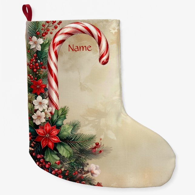 Candy Cane Christmas Holiday Stocking (Front)