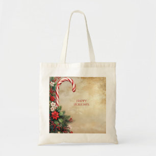Candy Cane Christmas Holiday Tote Bag