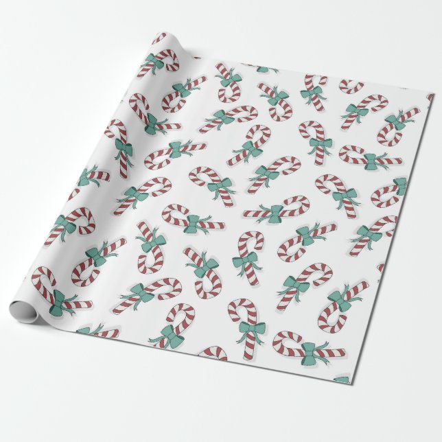 Candy Cane Christmas Holiday Wrapping Paper (Unrolled)