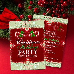 Candy Cane Christmas Holidays Party  Invitation
