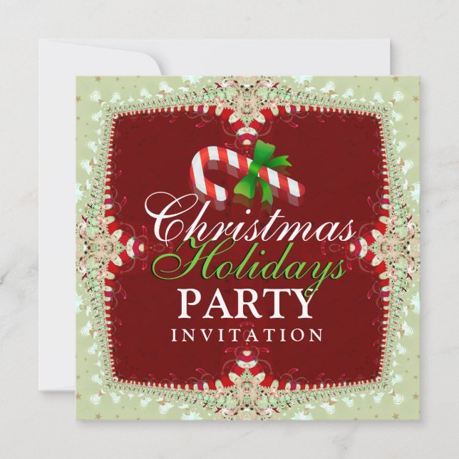 Candy Cane Christmas Holidays Party Invitation (Front)