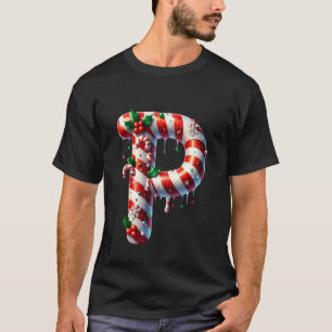 Candy Cane Christmas Letter P T-Shirt