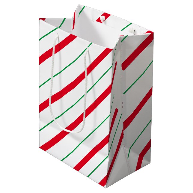 Candy Cane Christmas Medium Gift Bag (Front Angled)