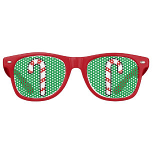 Candy Cane Christmas Party Green Red Retro Sunglasses