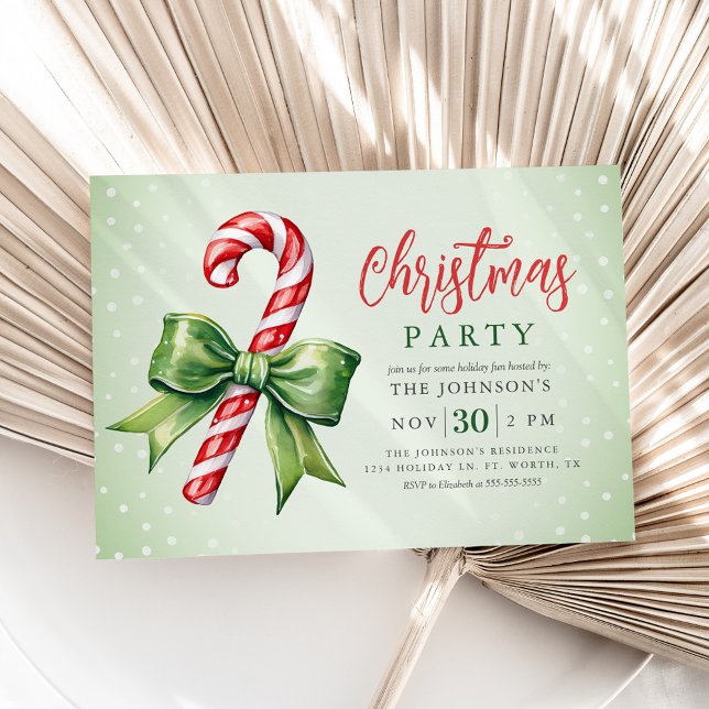 Candy Cane Christmas Party Invitation (Creator Uploaded)