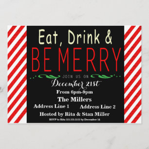 Candy Cane Christmas Party Invitation Template