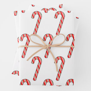 Candy Cane Christmas Pattern Wrapping Paper Sheet