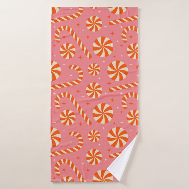 Candy cane Christmas retro pattern  Bath Towel (Bath Towel)