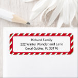 Candy Cane Christmas Return Address Label<br><div class="desc">Add a festive touch to your holiday mail with this red candy cane-striped return address label. Perfect for baby showers, holiday cards, or winter party invites, this label features a bold red and white border with green accents and customisable text. A cheerful and professional way to coordinate your seasonal correspondence...</div>