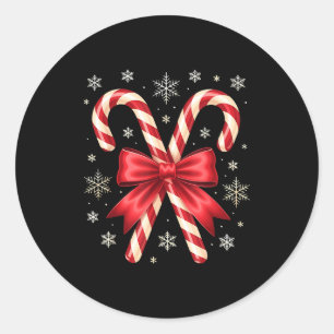 Candy Cane Christmas Season Girls Womens Retro Coq Classic Round Sticker