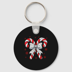 Candy Cane Christmas Season Girls Womens Retro Coq Key Ring