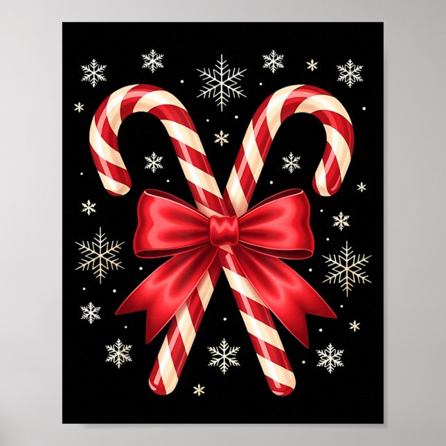 Candy Cane Christmas Season Girls Womens Retro Coq Poster (Front)