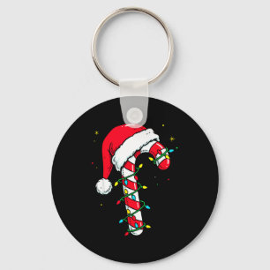 Candy Cane Christmas Shirt Santa Hat Family Matchi Key Ring